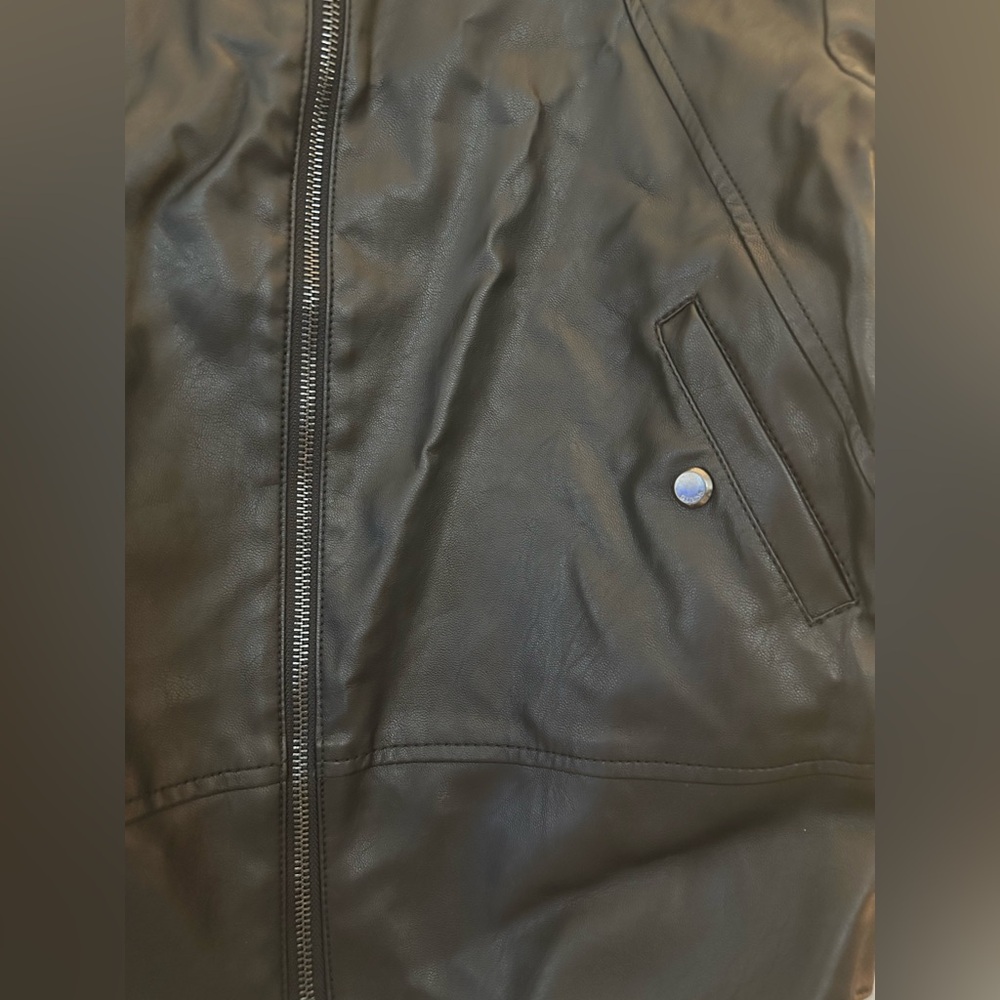 Guess Black Faux Leather Bomber Jacket - Picture 3 of 7